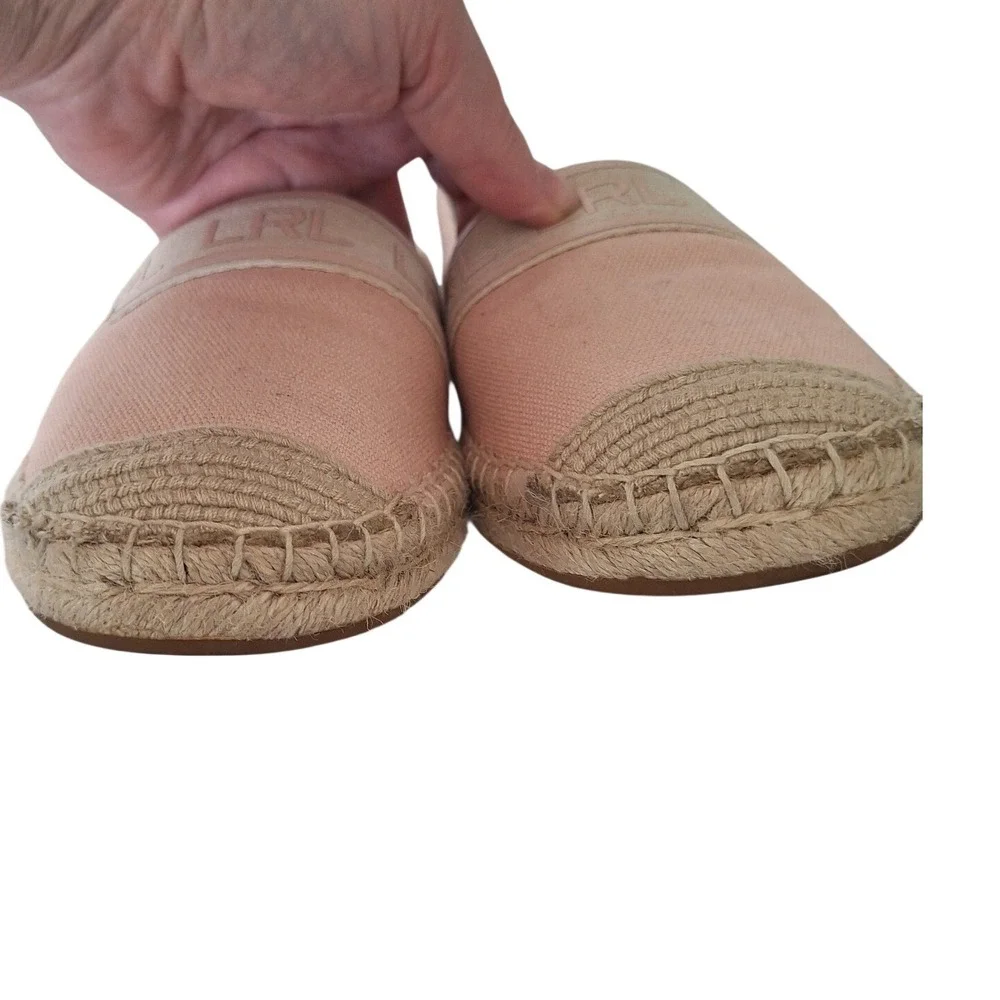 Lauren Ralph Lauren Espadrille Women‎ US 10 Caylee Canvas Flat Natural pink